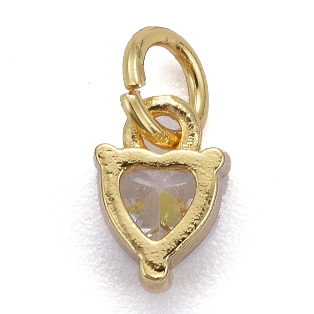 Guldfärgad berlock glas hjärta med cubic zirconia, 1 st