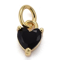 Guldfärgad berlock svart hjärta med cubic zirconia, 1 st