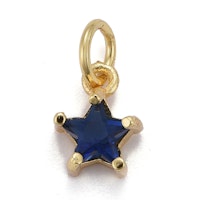 Guldfärgad berlock blå stjärna med cubic zirconia, 1 st
