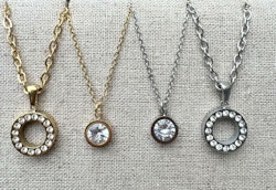Guldfärgat rostfritt stål hänge med strass med PVD plätering, 1 st