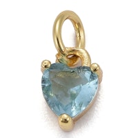 Guldfärgad berlock ljusblå hjärta med cubic zirconia, 1 st