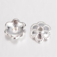 Silverfärgade pärlhattar 6 mm blomma, 20 st