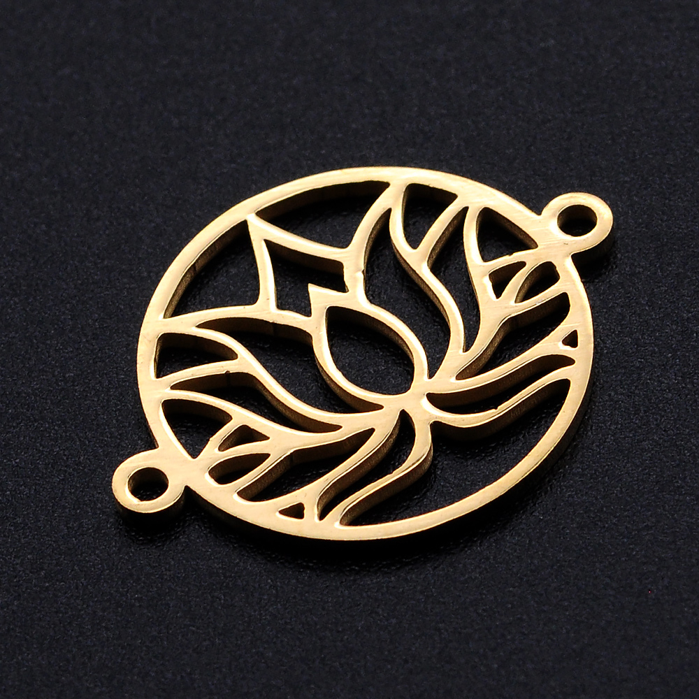 Guldfärgat rostfritt stål connector lotus, 1 st
