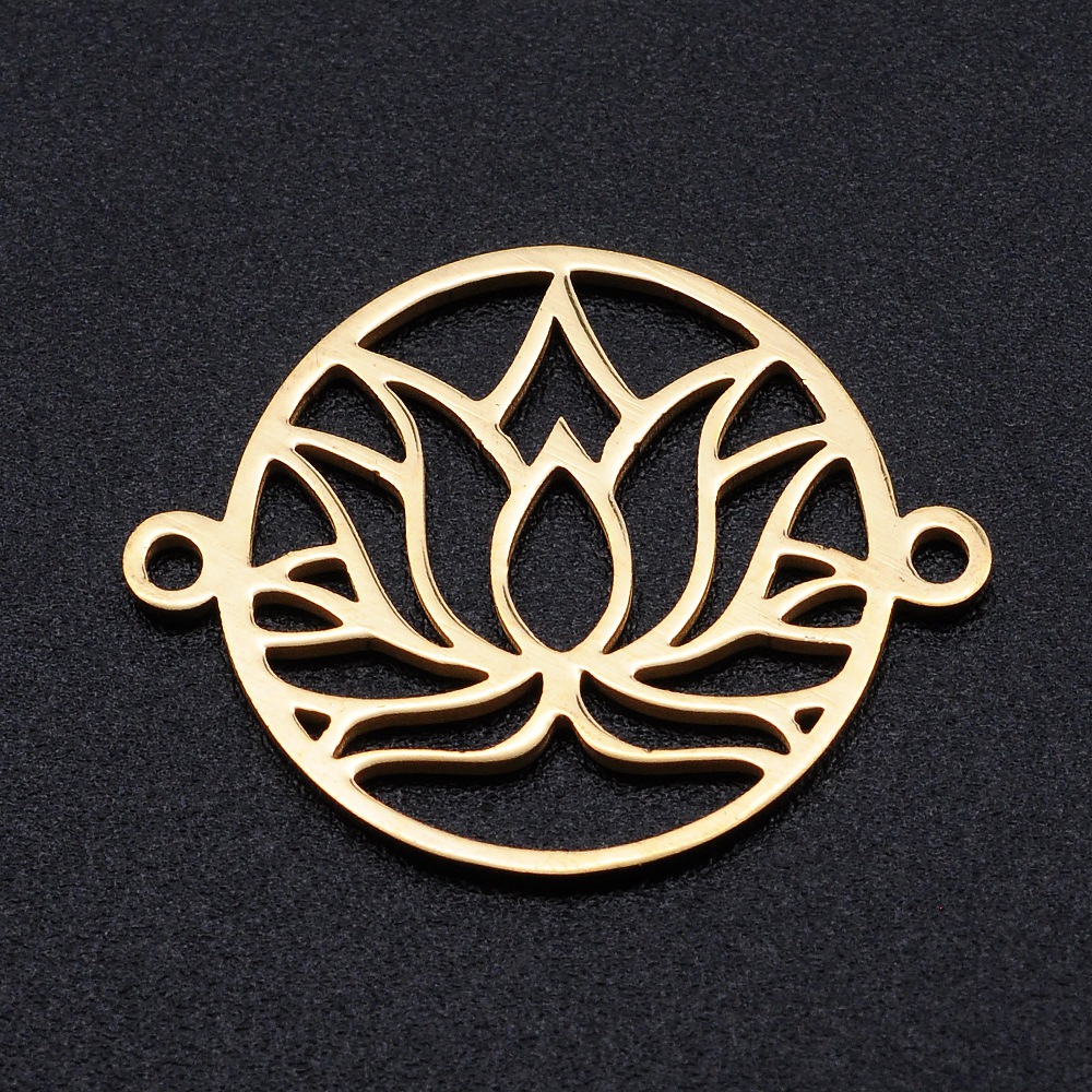 Guldfärgat rostfritt stål connector lotus, 1 st