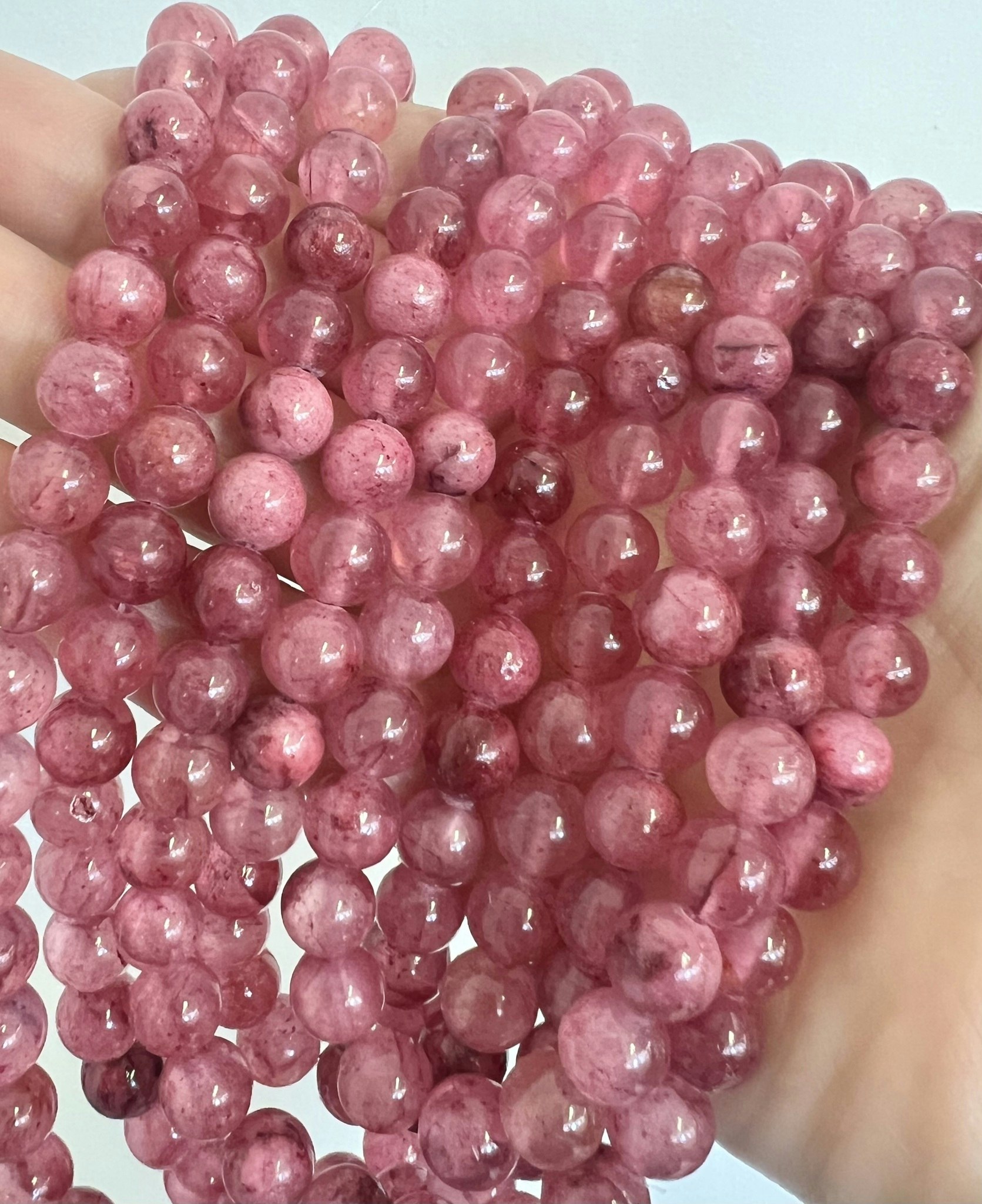 Jade 6 mm rosamelerad, 1 sträng