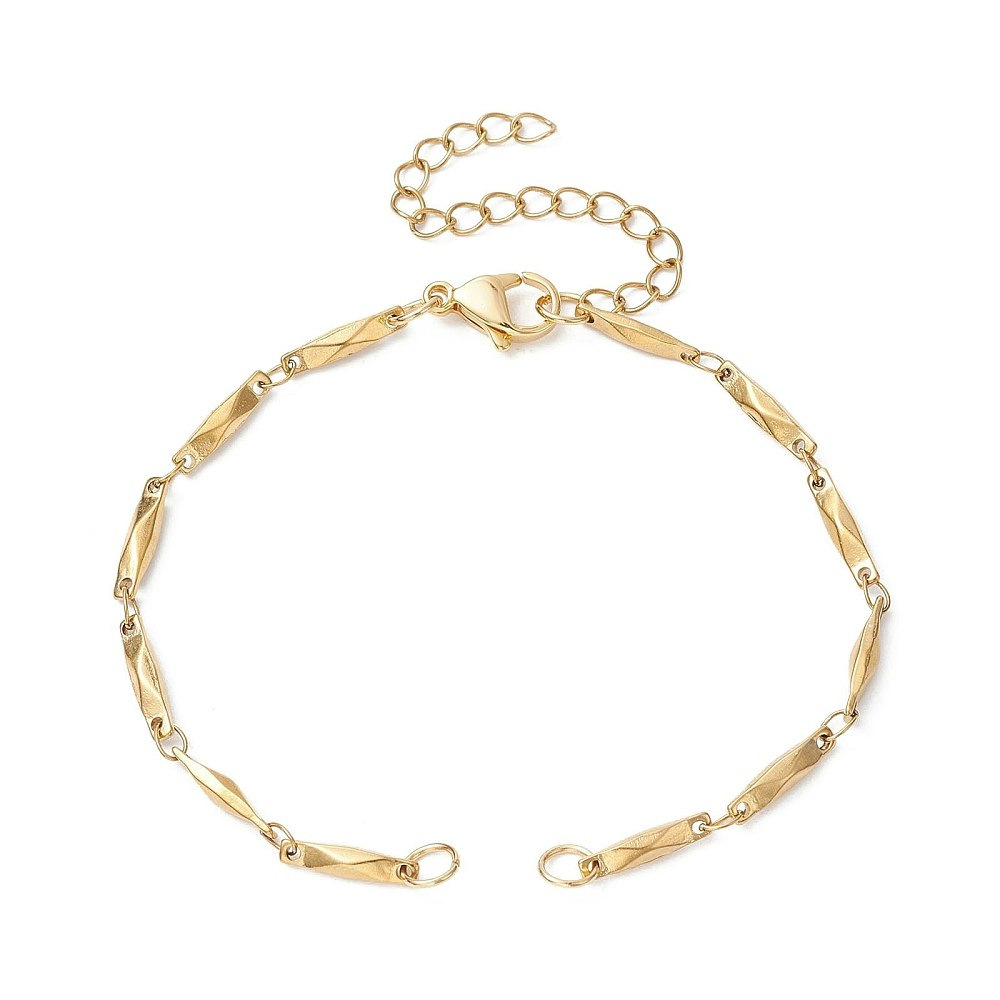 Guldfärgat rostfritt stål länkad armbandslänk med PVD plätering, 1 st
