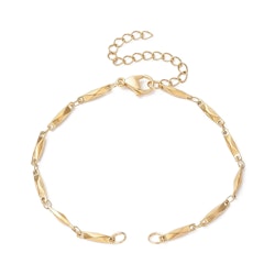 Guldfärgat rostfritt stål länkad armbandslänk med PVD plätering, 1 st