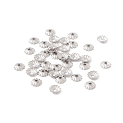 Kirurgiskt stål pärlhattar räfflade 6 mm, 10 st