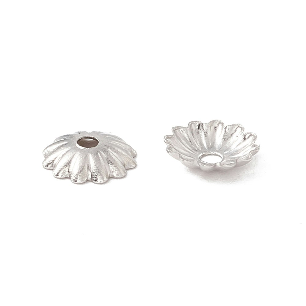 Kirurgiskt stål pärlhattar räfflade 6 mm, 10 st