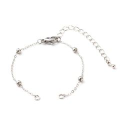 Rostfritt stål armbandslänk med kulor, 1 st