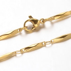 Guldfärgat rostfritt stål halsband länkad kedja 44 cm, 1 st