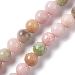 Jade 8 mm rosa & grönmelerade, 1 sträng