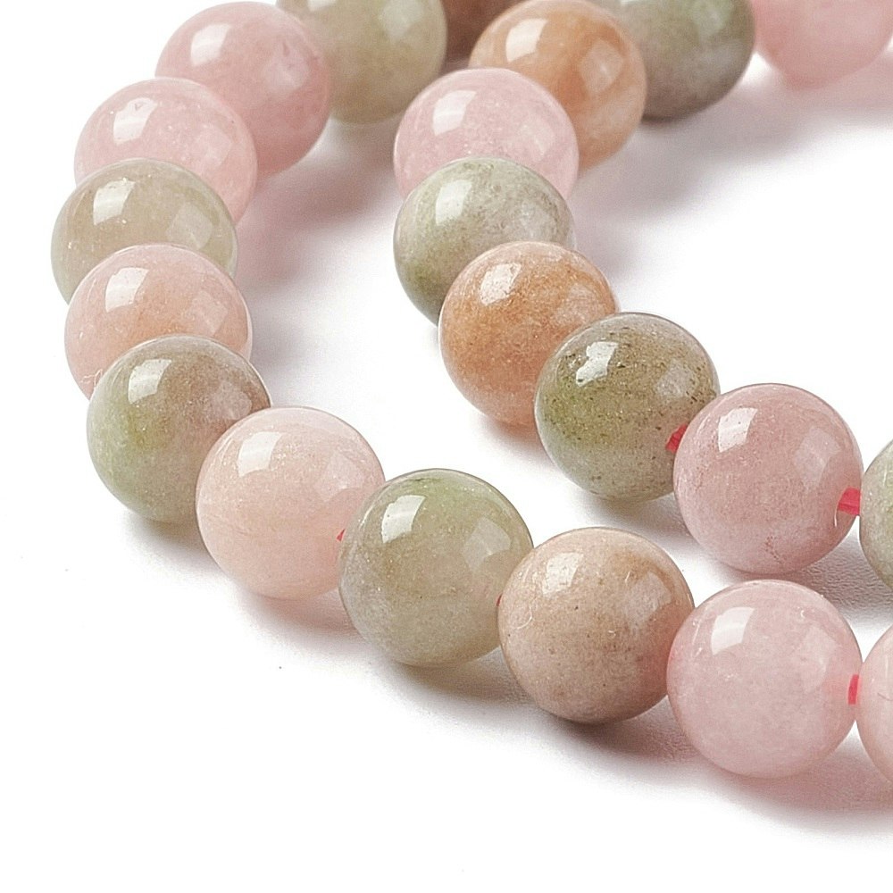Jade 8 mm rosa & grönmelerade, 1 sträng