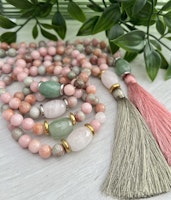 Jade 6 mm rosa & grönmelerade, 1 sträng