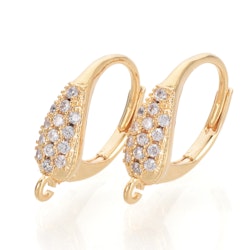 Guldfärgade breda brisyrer med cubic zirconia, 1 par