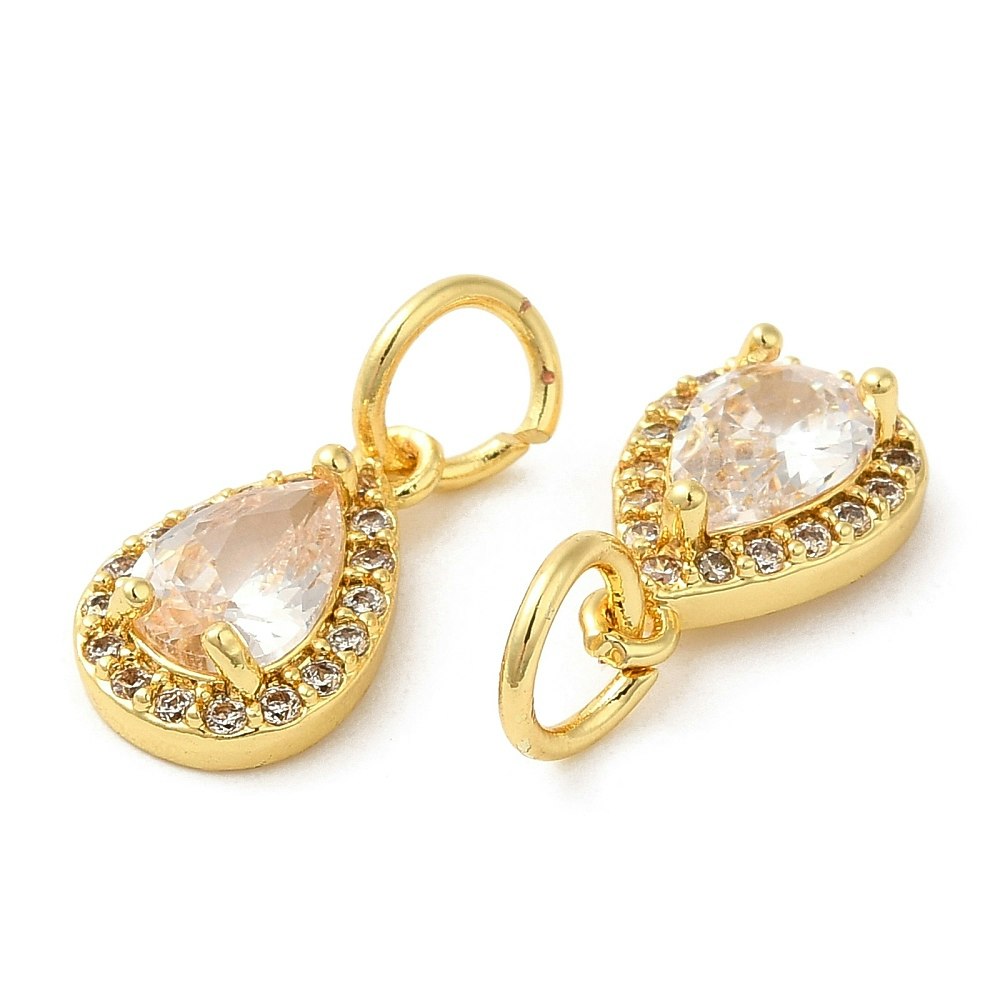 Guldfärgad berlock cubic zirconia mönstrad droppe, 1 st