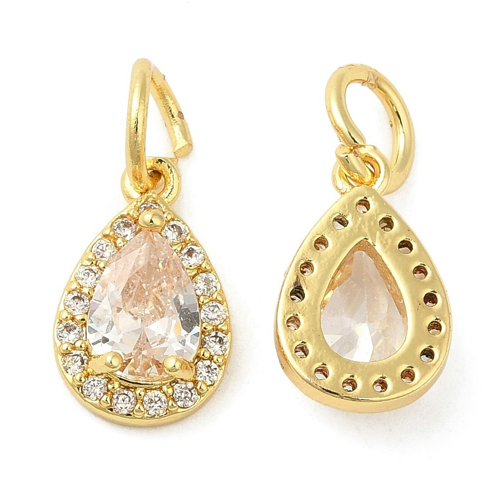 Guldfärgad berlock cubic zirconia mönstrad droppe, 1 st