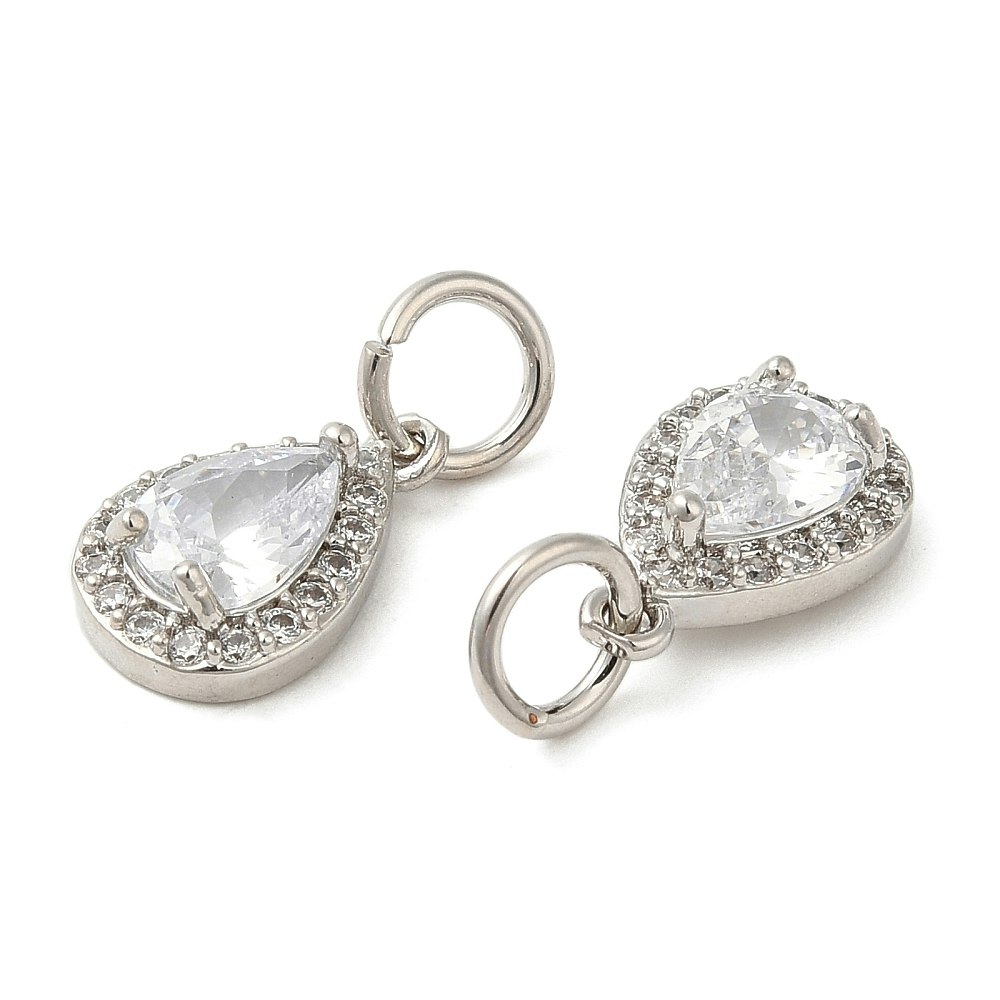 Antikfärgad berlock cubic zirconia mönstrad droppe, 1 st