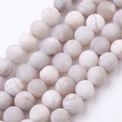 Crazy agate frostad vit/beige 8 mm, 1 sträng
