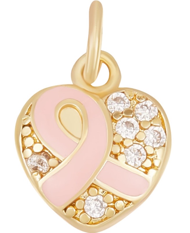 Guldfärgad berlock cubic zirconia & ljusrosa, 1 st