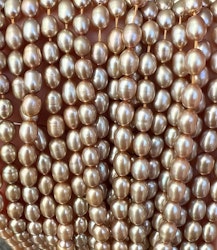 Sötvattenspärlor 4x5 mm beige/guld, 1 sträng