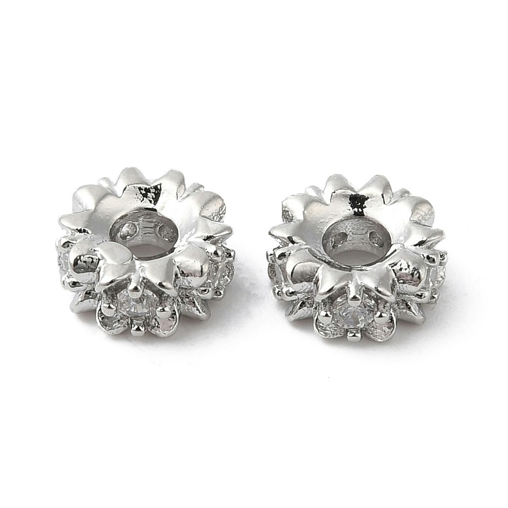 Antikfärgad strassrondell blommor med cubic zirconia, 1 st