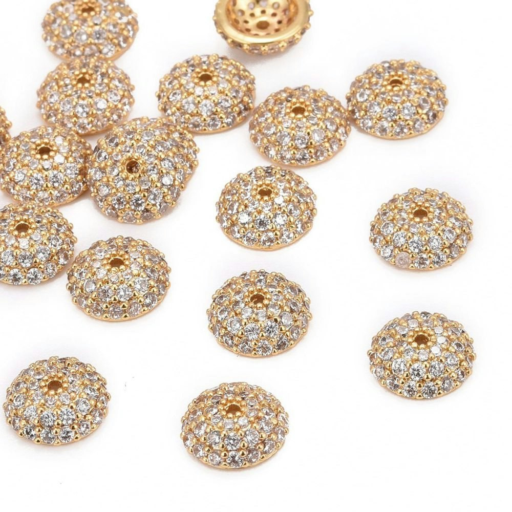 Guldfärgad pärlhatt med cubic zirconia, 1 st