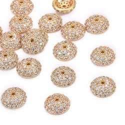 Guldfärgad pärlhatt med cubic zirconia, 1 st