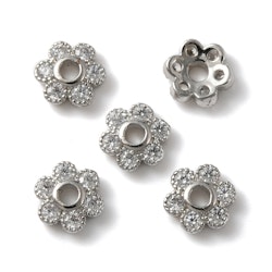 Antikfärgad pärlhatt liten 6 mm med cubic zirconia, 1 st