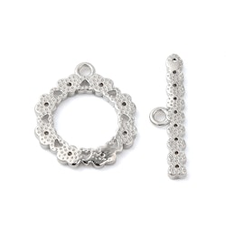 Antikfärgat stavlås med hjärta och cubic zirconia, 1 st