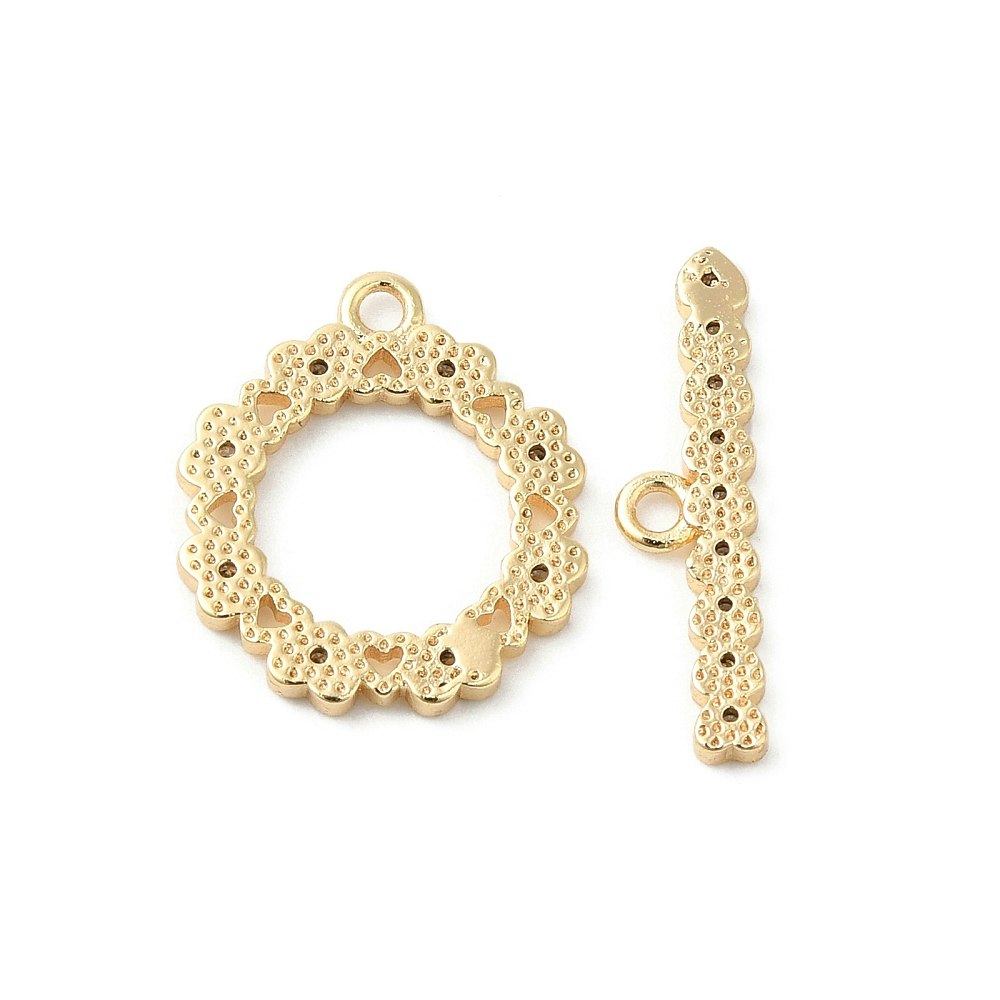 Guldfärgat stavlås med hjärta och cubic zirconia, 1 st