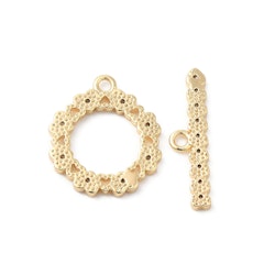 Guldfärgat stavlås med hjärta och cubic zirconia, 1 st