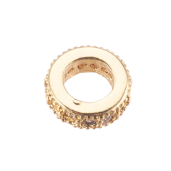 Guldfärgad strassrondell med cubic zirconia, 1 st