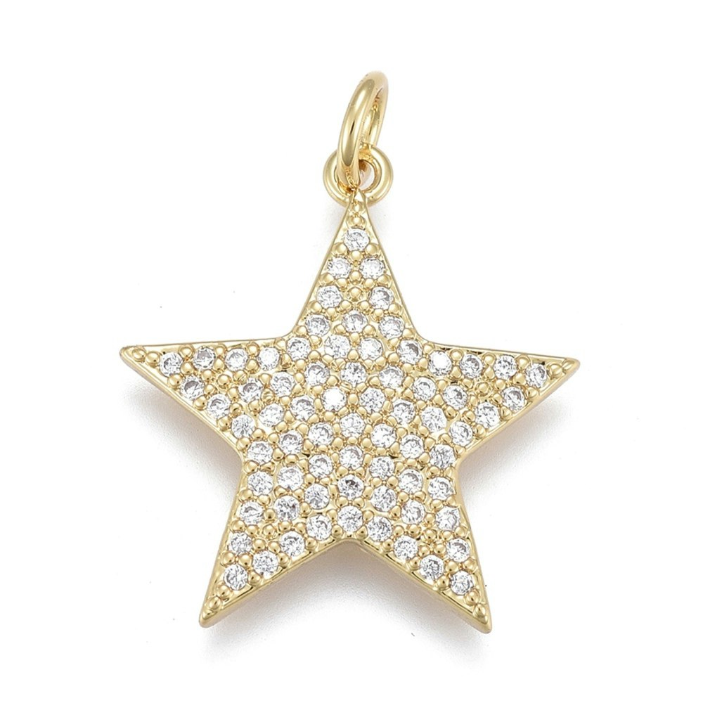Guldfärgat hänge cubic zirconia stjärna, 1 st