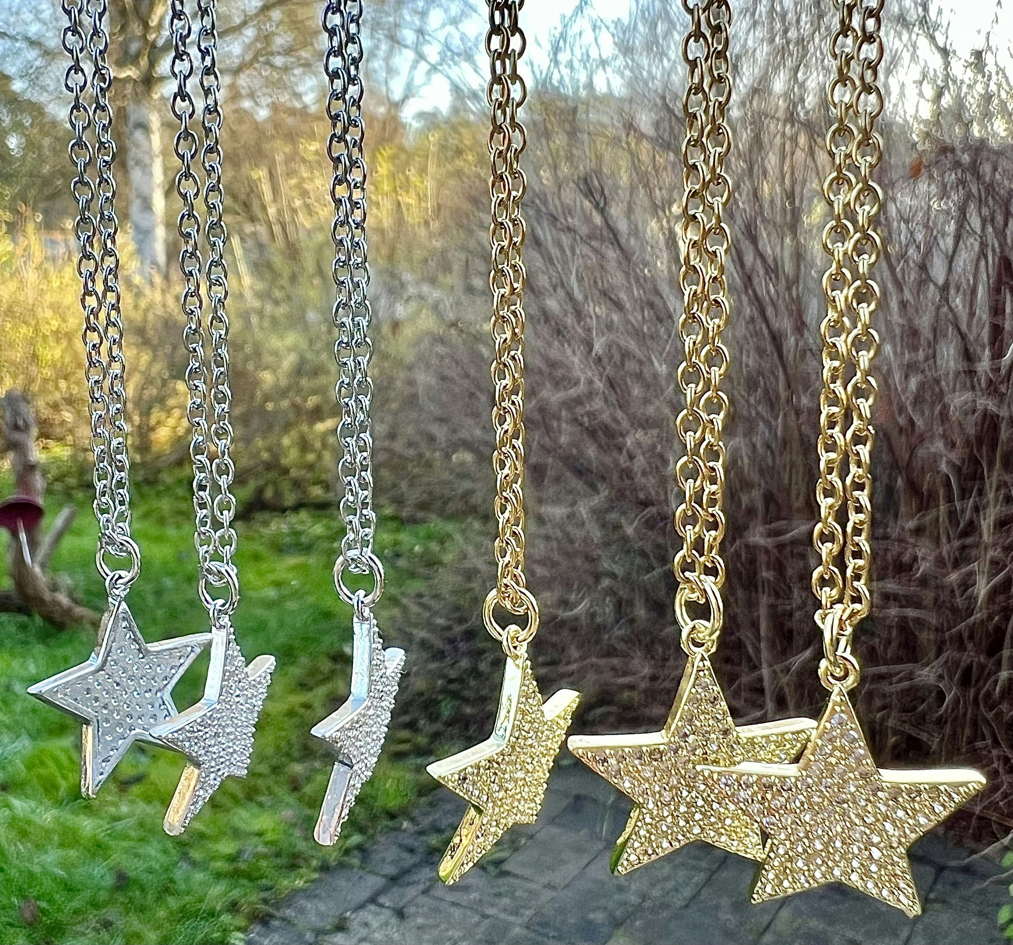 Guldfärgat hänge cubic zirconia stjärna, 1 st