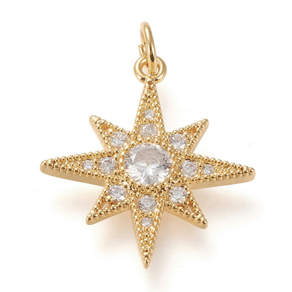 Guldfärgat hänge cubic zirconia mönstrad stjärna, 1 st