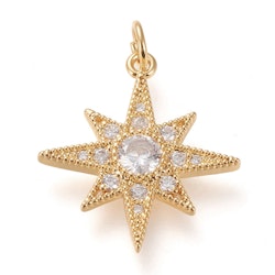 Guldfärgat hänge cubic zirconia mönstrad stjärna, 1 st