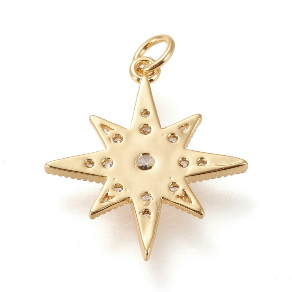 Guldfärgat hänge cubic zirconia mönstrad stjärna, 1 st