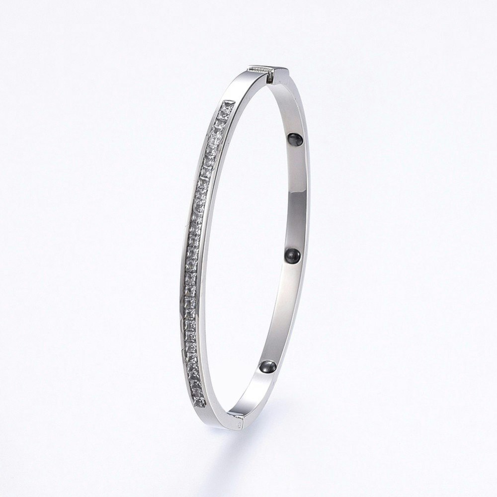 Rostfritt stål Bangle med strass