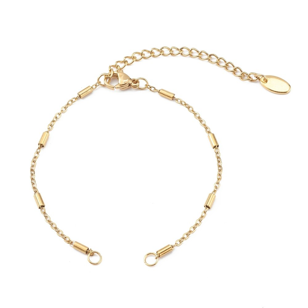 Guldfärgat rostfritt stål armbandslänk med tuber med PVD plätering, 1 st