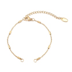 Guldfärgat rostfritt stål armbandslänk med tuber med PVD plätering, 1 st