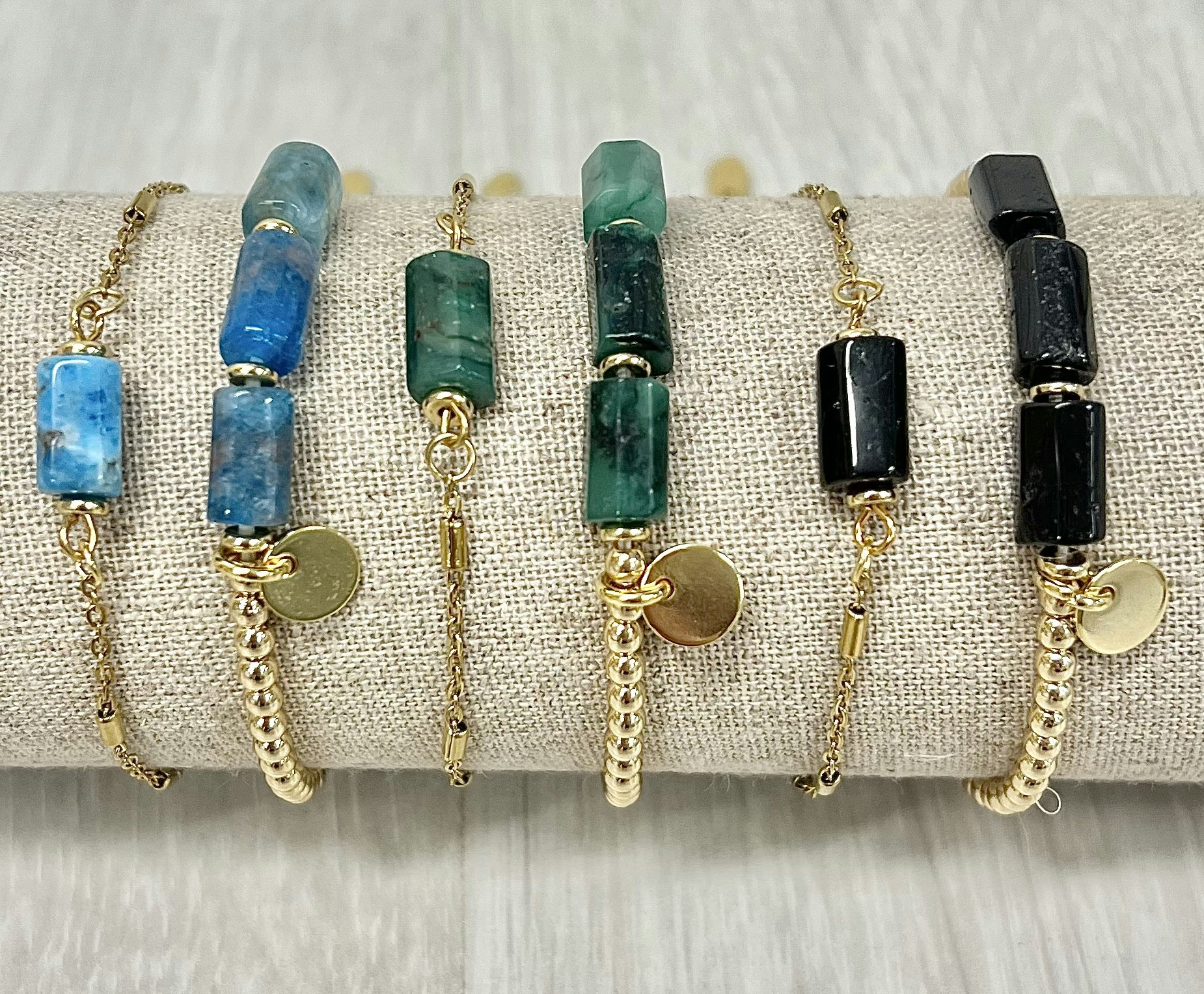 Guldfärgat rostfritt stål armbandslänk med tuber med PVD plätering, 1 st