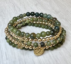 Jade 4 mm oliv, 1 sträng