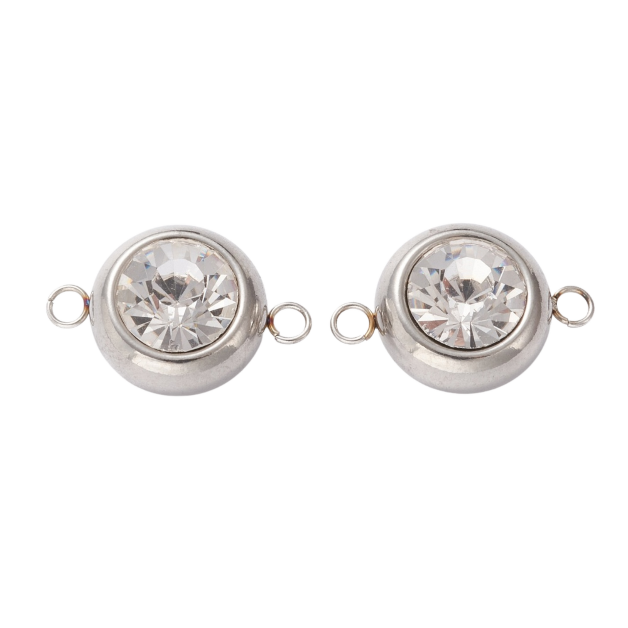 Rostfritt stål stor connector med cubic zirconia, 1 st