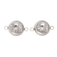 Rostfritt stål stor connector med cubic zirconia, 1 st