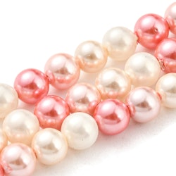 Snäckskalspärlor 4 mm rosamelerade, 1 sträng