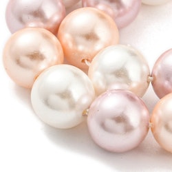 Snäckskalspärlor 8 mm ljusrosamelerade, 1 sträng