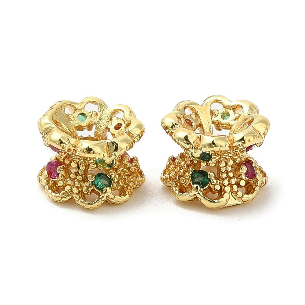 Guldfärgad strassrondell blommor med cubic zirconia mix, 1 st