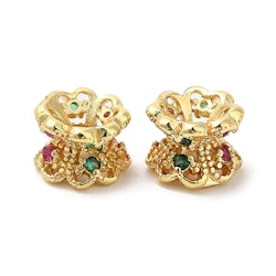 Guldfärgad strassrondell blommor med cubic zirconia mix, 1 st