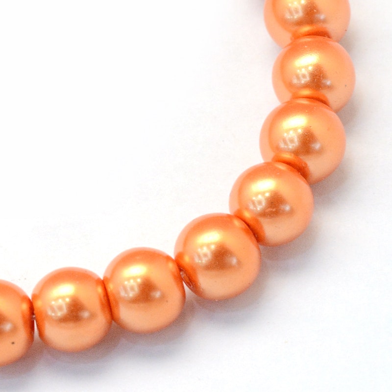 Vaxade glaspärlor 4 mm orange, 1 sträng